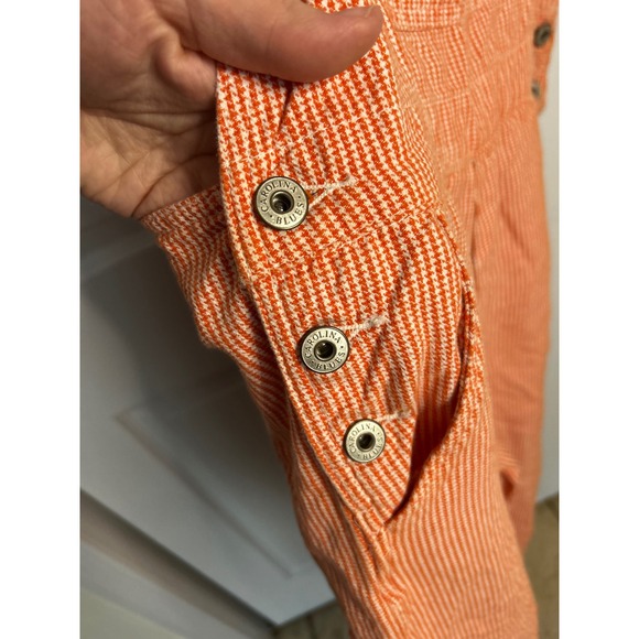 Vintage Carolina Blues Women Coral White Small Checks Denim Overalls Size Large - Picture 4 of 4